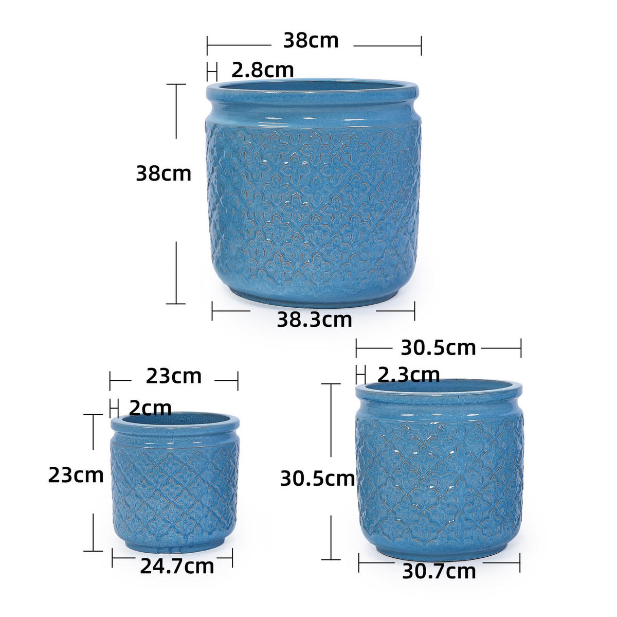 TRUHLÍK na kvety z keramiky, antická modrá, s odtokovým otvorom do interiéru aj exteriéru - modrá, keramika (38/38/38cm) - BEAOK
