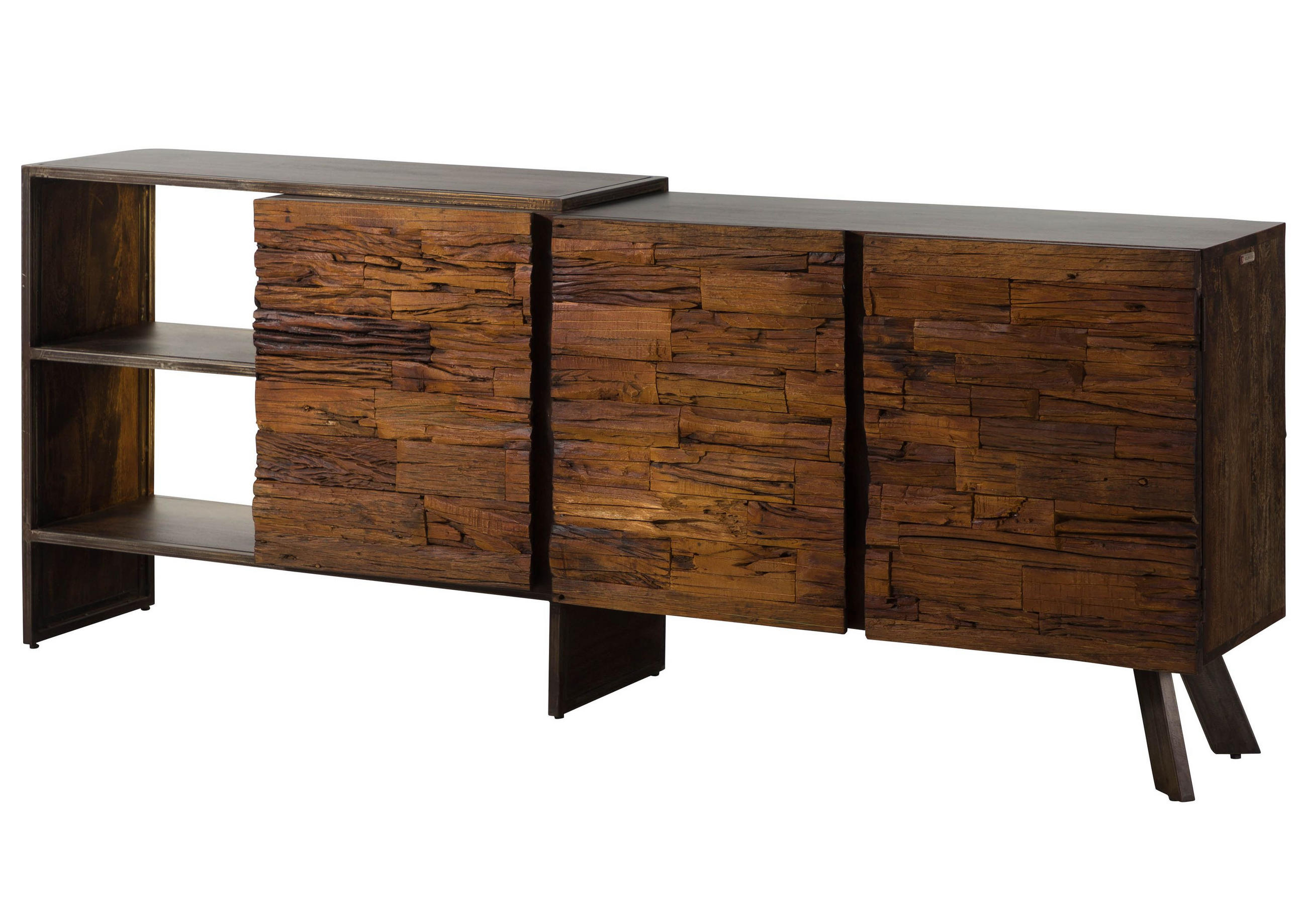 SIDEBOARD Akazie / Altholz 205x40x83 braun lackiert SEVILLA #11 - Braun, Holz (205/83/40cm) - Massivmoebel24