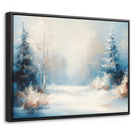 LEINWAND Bilder mit Rahmen - Wald – Winter – Natur – Abstrakt – Schnee - 40x30 - Weiß, Textil (40/30cm) - MuchoWow
