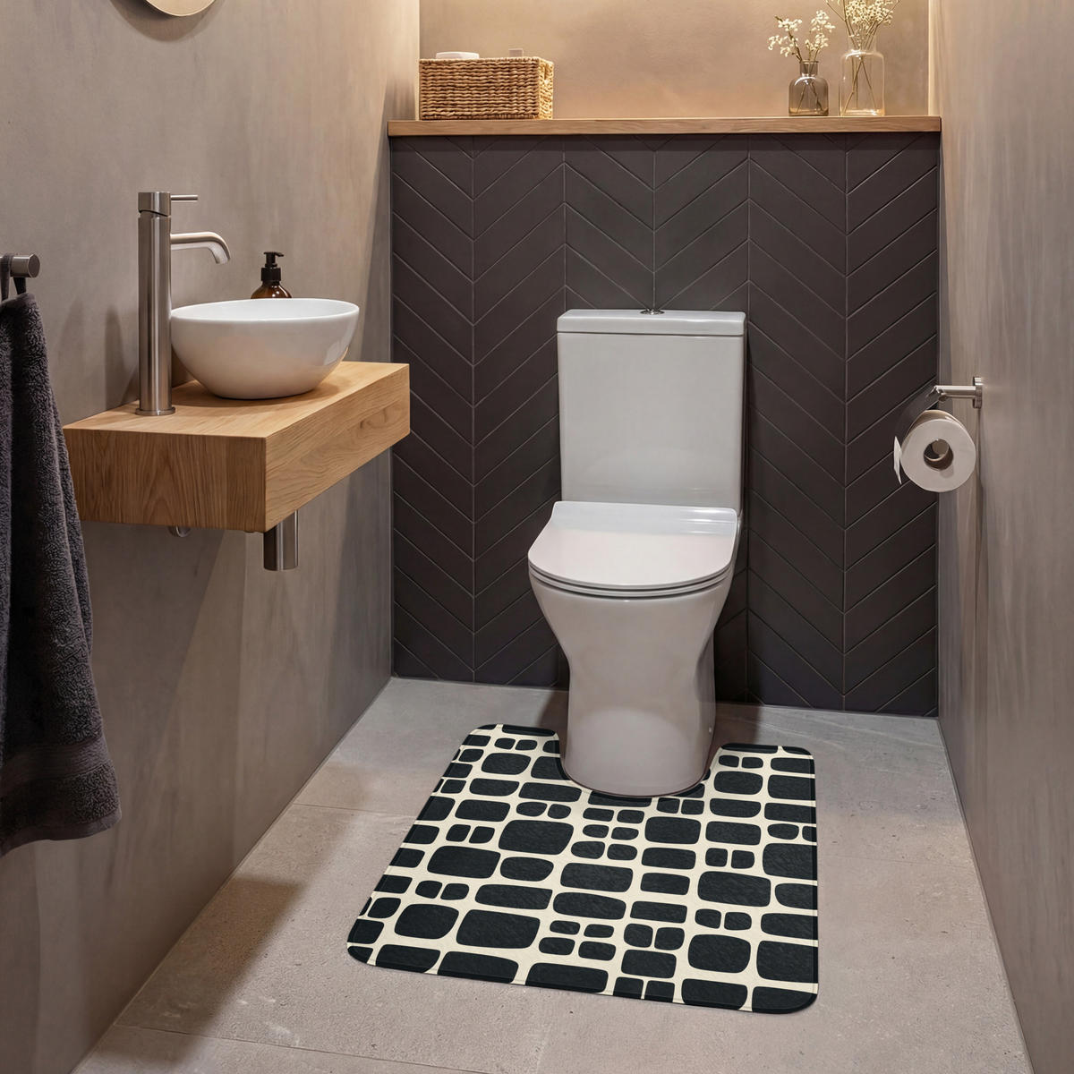 WC PŘEDLOŽKA Moderní - organické - černé 55x60 cm - antracitová, textil/plast (55/1cm) - OnlyWow