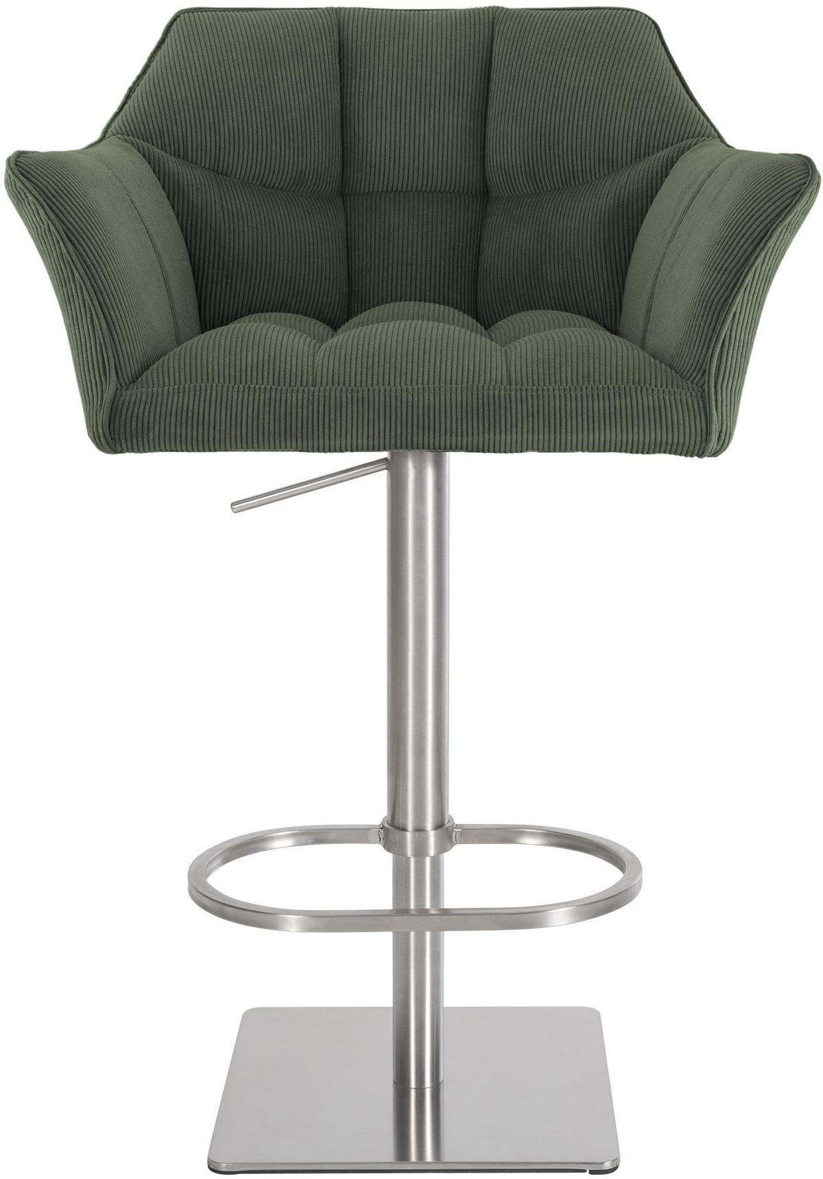 BARHOCKER Cord Grün - Edelstahlfarben/Grün, Textil/Metall (64/88/45cm) - CLP