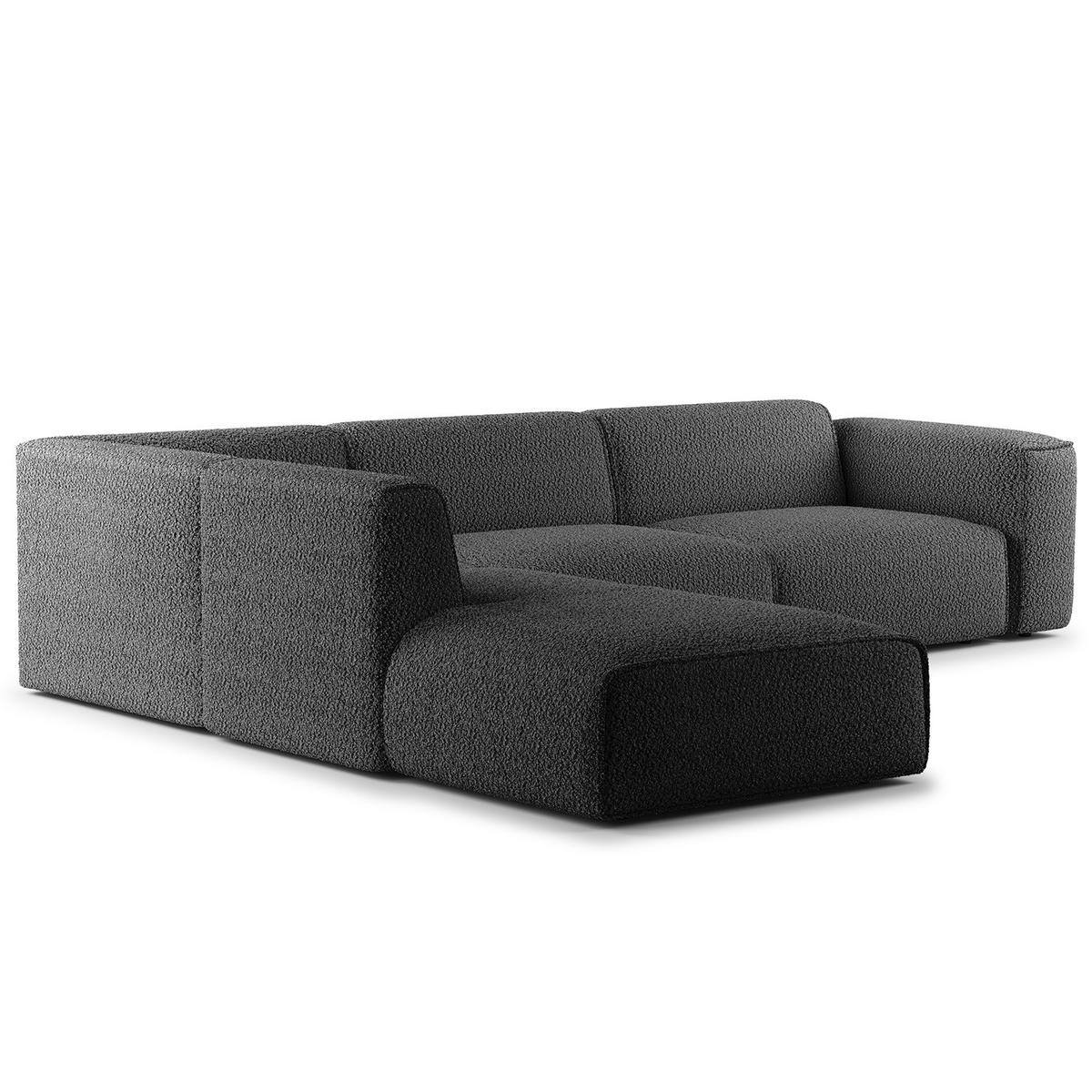 3-SITZER ECKSOFA mit Recamiere - Anthrazit/Schwarz, Kunststoff/Textil (295/231cm) - home24