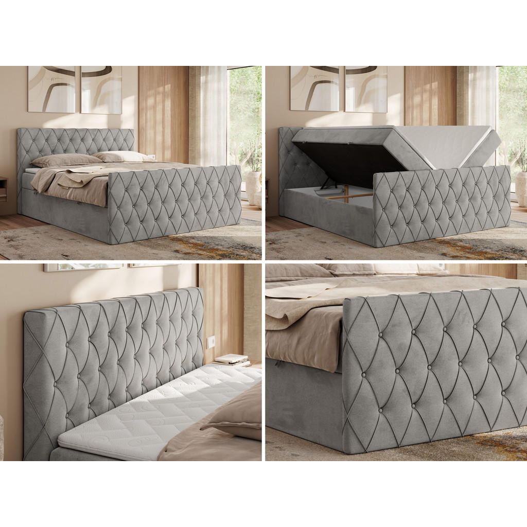 Thumbnail - MKS Boxbett, Hellgrau, Textil, 2-Sitzer, H4, 7-Zonen, Rechteckig, 180x200 cm, Oeko-Tex®, Schlafzimmer, Betten, Boxspring...