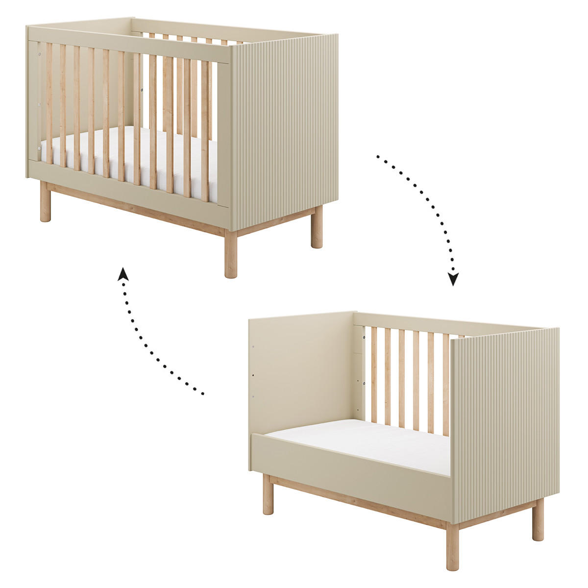 POKOJ PRO MIMINKO 3DÍLNÝ Miloo Šampaňské - béžová, kompozitní dřevo (123.5/87.5/66cm) - Petits-meubles