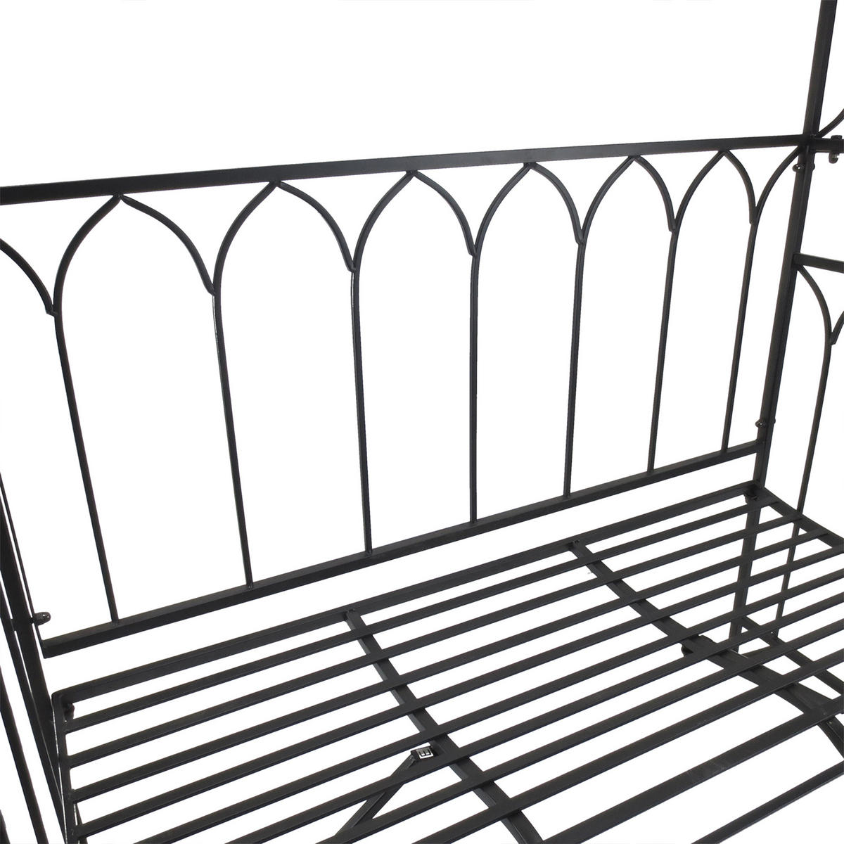 ROSENBOGEN mit Bank, 115 x 50 x 203 cm, Metall, Schwarz - Schwarz, Metall (115/203/50cm) - Outsunny