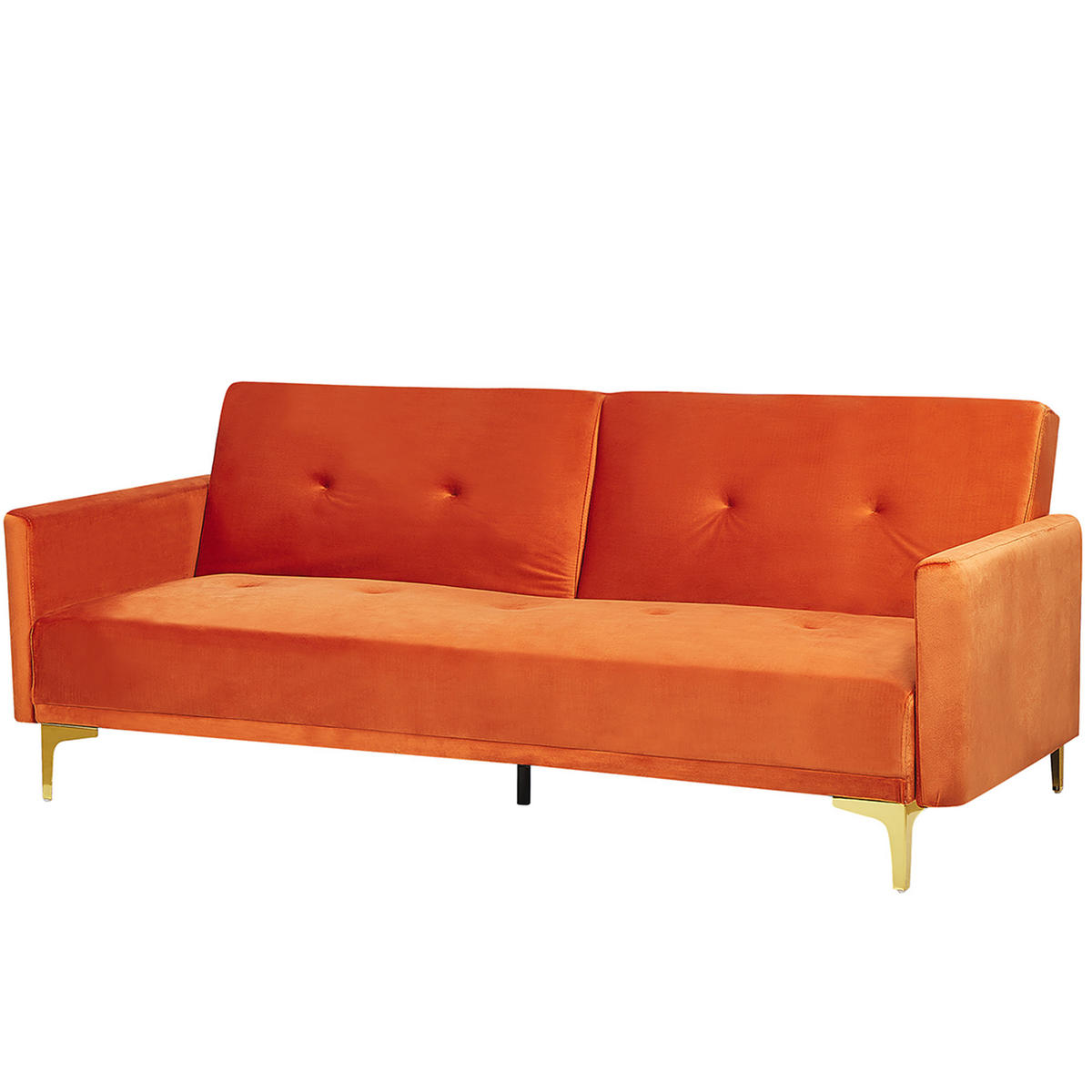 3-SITZER-SCHLAFSOFA Samtstoff Orange Lucan - Orange, Textil (190/75/90cm) - Beliani
