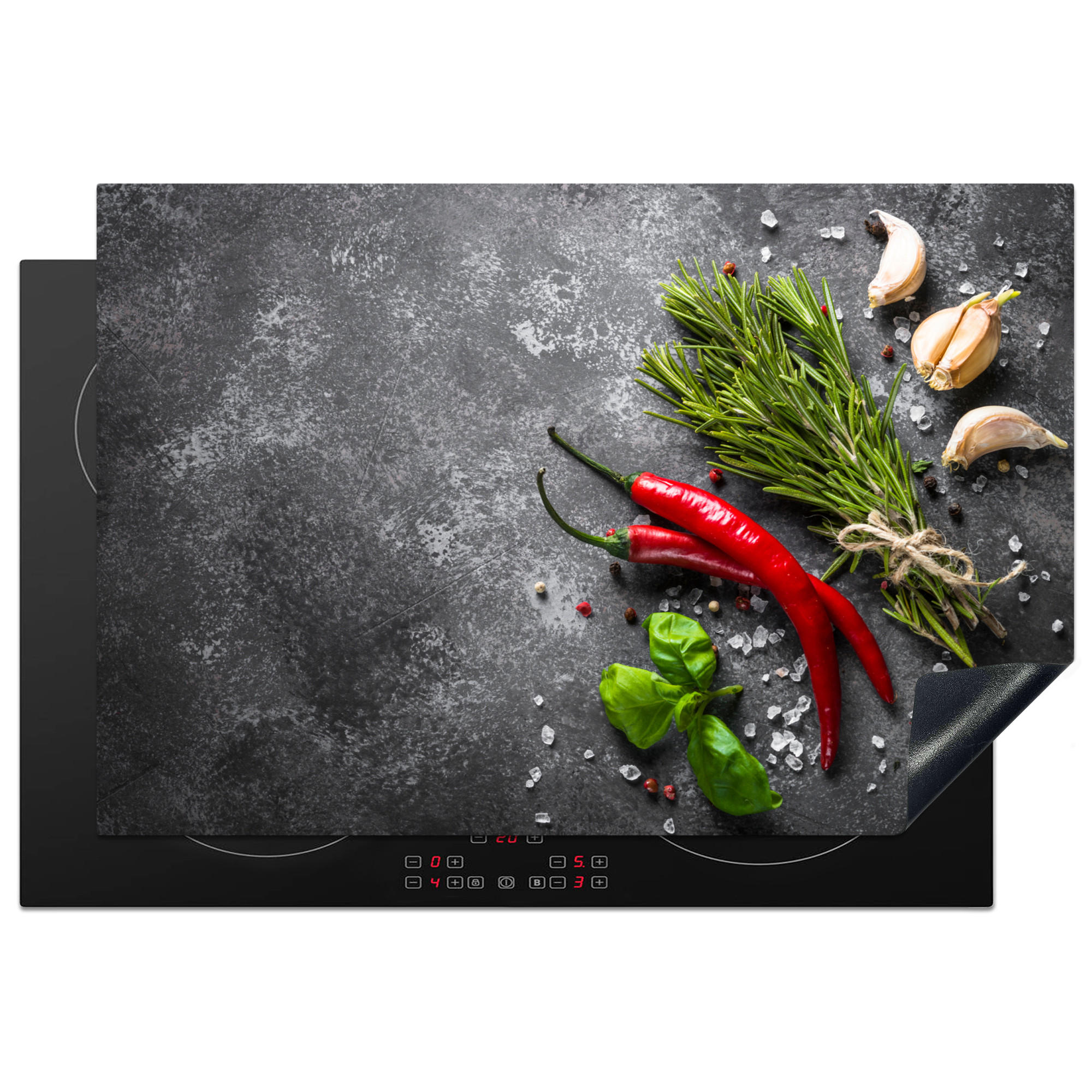 MuchoWow KRYT NA INDUKČNÍ DESKU Pepř - Bylinky - Koření - Beton 78x52 cm
