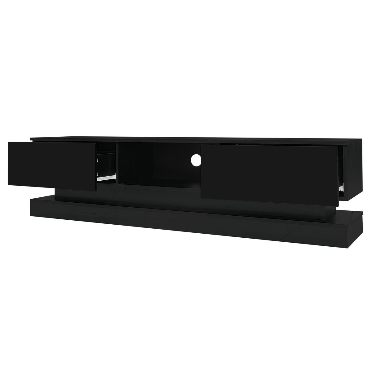 TV-LOWBOARD aus Spanplatte 160x35x40,5 cm Schwarz mit LED-Beleuchtung, 2 Schubladen und App-Steuerung - Schwarz, Holzwerkstoff (160/40.5/35cm) - IVMEU