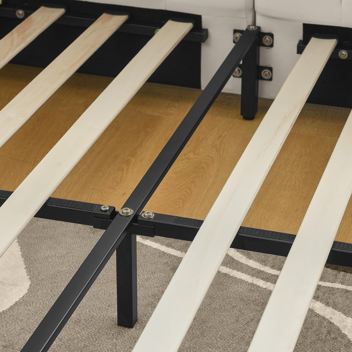 POLSTERBETT 160x200 cm Samt Rückenlehne beige - Beige, Kunststoff (160/200cm) - LEBENLANG