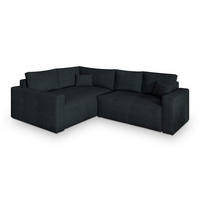 ECKSOFA ERONIS L-S Schwarz Kordstoff mit Schlaffunktion - Schwarz, Holz (265/194cm) - MASSENO