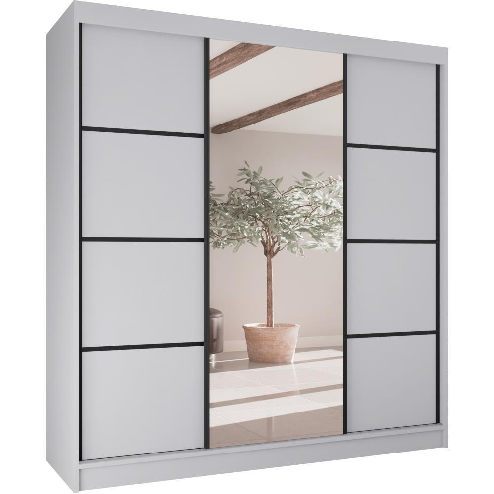 Beautysofa Schwebetürenschrank Weiß, Schwarz 200x215x61 cm