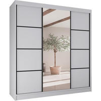 SCHWEBETÜRENSCHRANK Vilo II 200/61/215 weiß+schwarz - Schwarz/Weiß, Holzwerkstoff (200/215/61cm) - Beautysofa