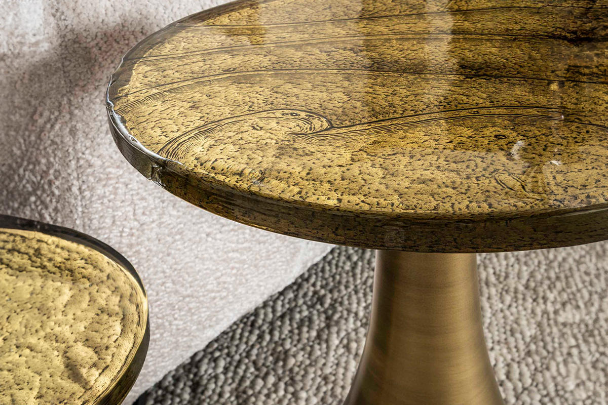 BEISTELLTISCH MOKKA Gold Glas - Goldfarben, Glas/Metall (40/40/60cm) - KAWOLA