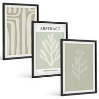 BILDER SET 3er Set - 40x60 cm Schwarzer Rahmen - Abstrakte Pflanzenmuster - Schwarz, Kunststoff (40/60cm) - TULUP
