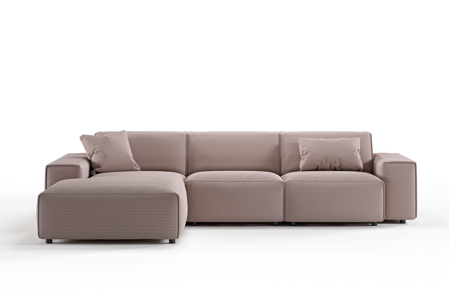 ECKSOFA RANI Pink Cord - Pink/Schwarz, Kunststoff/Textil (299/189cm) - KAWOLA