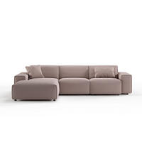 ECKSOFA RANI Pink Cord - Pink/Schwarz, Kunststoff/Textil (299/189cm) - KAWOLA