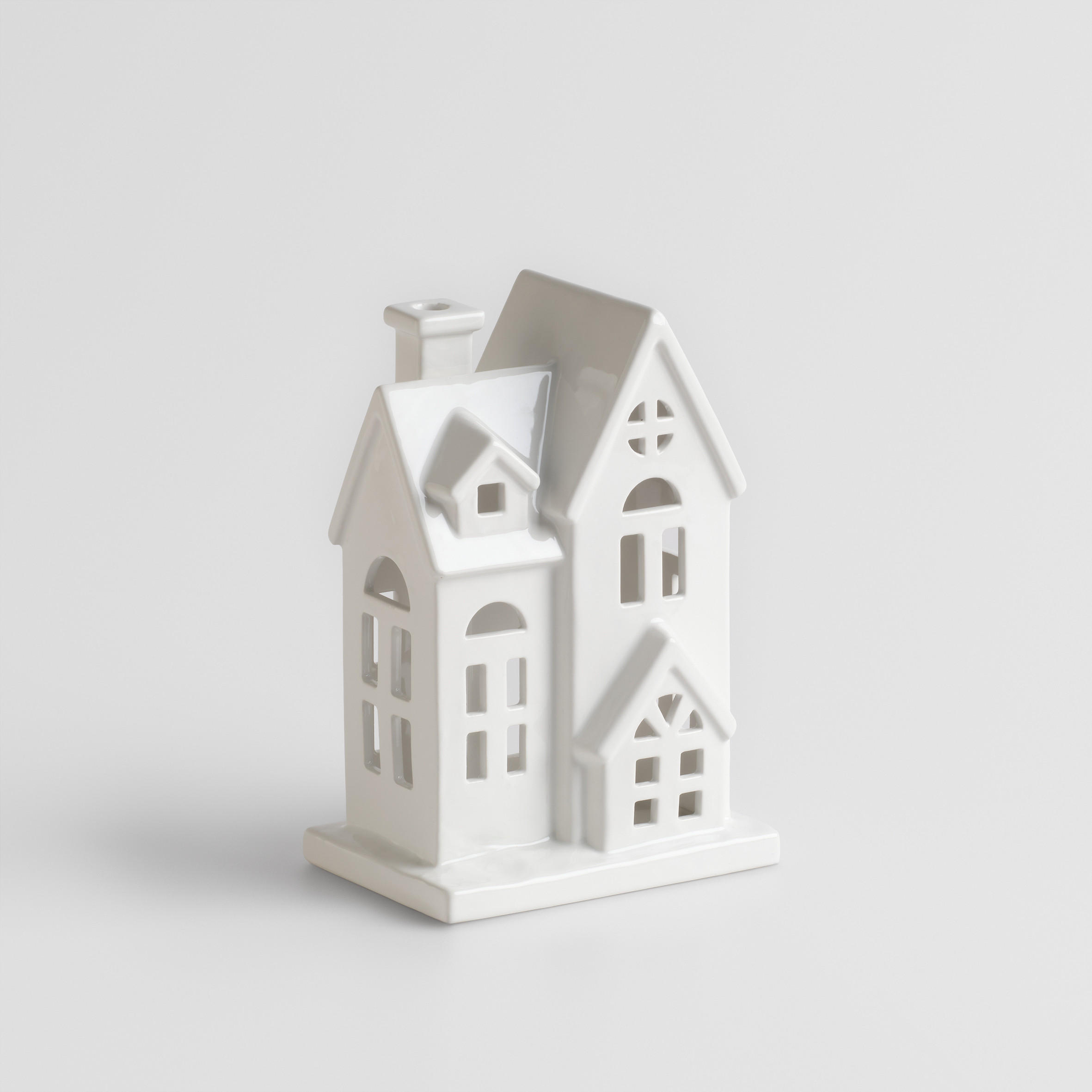 KERZENSTÄNDER Hausi, Weiß, 25 x 12 x 17 cm, Dekorative Weihnachtsdeko - Weiß, Keramik (12/25/17cm) - home&you