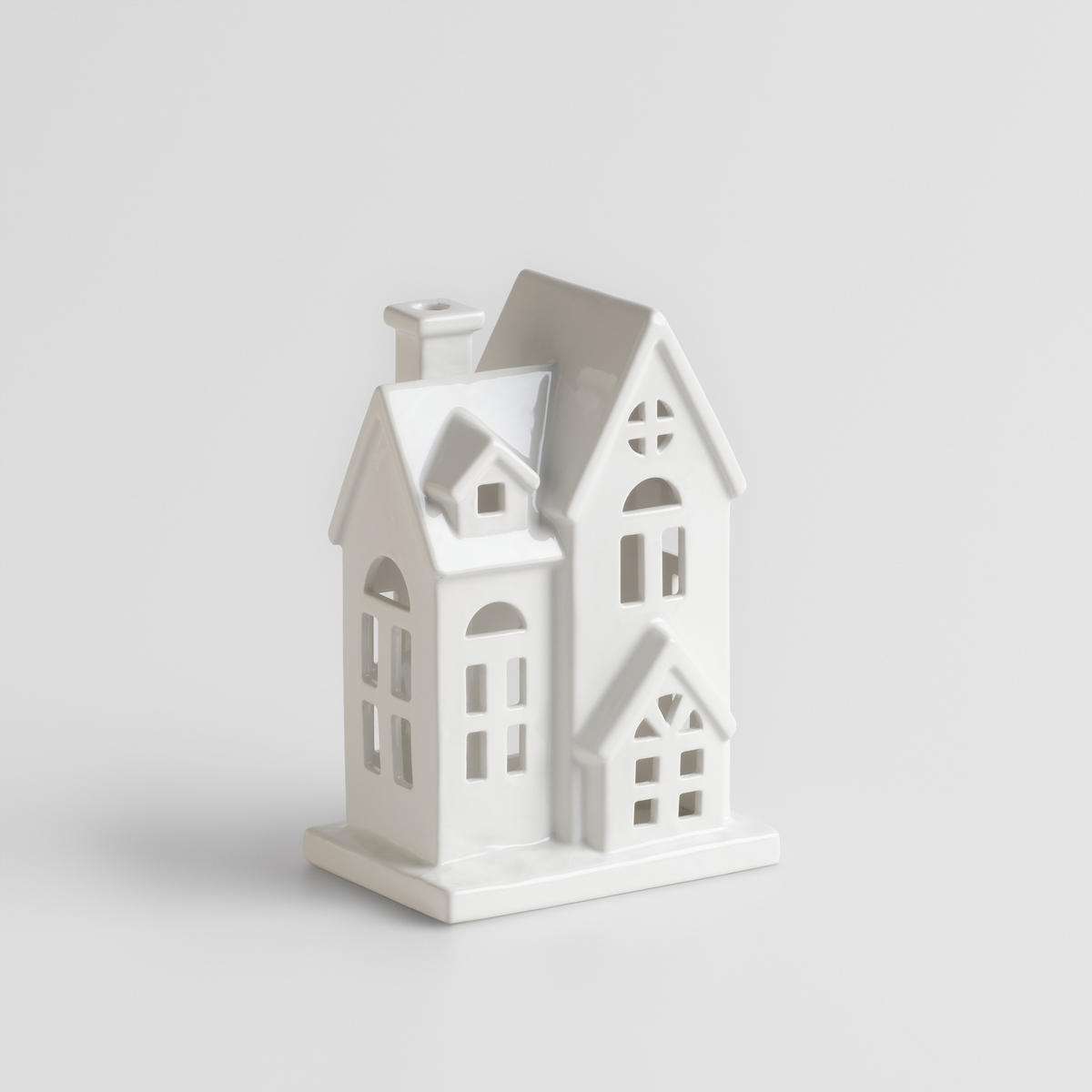 KERZENSTÄNDER Hausi, Weiß, 25 x 12 x 17 cm, Dekorative Weihnachtsdeko - Weiß, Keramik (12/25/17cm) - home&you