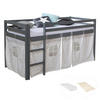 HOCHBETT 90/200 cm Grau Lattenrost Matratze - Grau, Holz - Homestyle4u