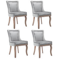 STUHL-SET DE-35921 4 Stück mit Nagelkopfbesatz Grau - Grau, Holz (61/91/55cm) - ComfortXL