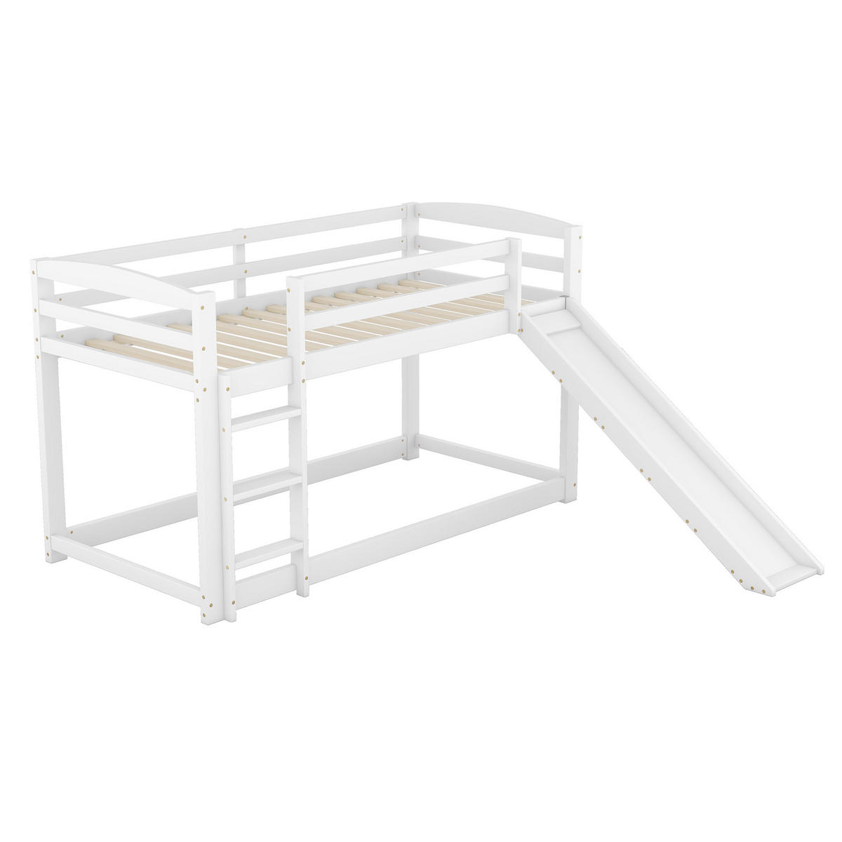 ETAGENBETT, 90x200 cm, mit Rutsche, Geländer und Leiter, Weiß - Grau, Holz (90/200cm) - OKWISH