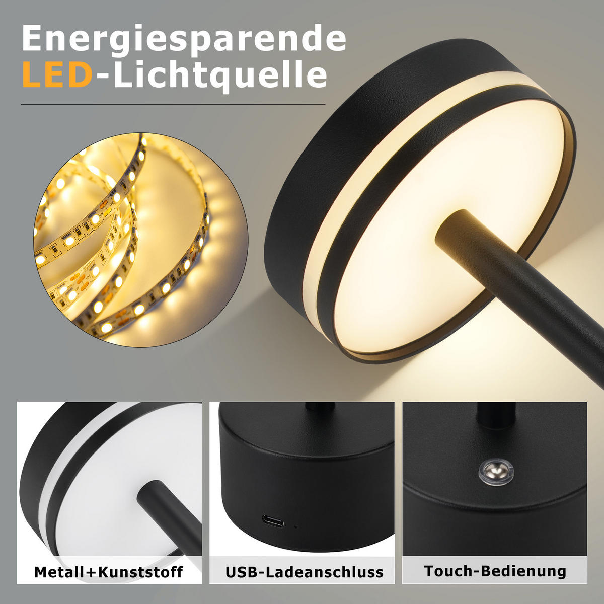 TISCHLEUCHTE Blinkhold 8/31.5/8 cm（2er-set） - Schwarz, Metall (8/8/31.5cm) - ZMH