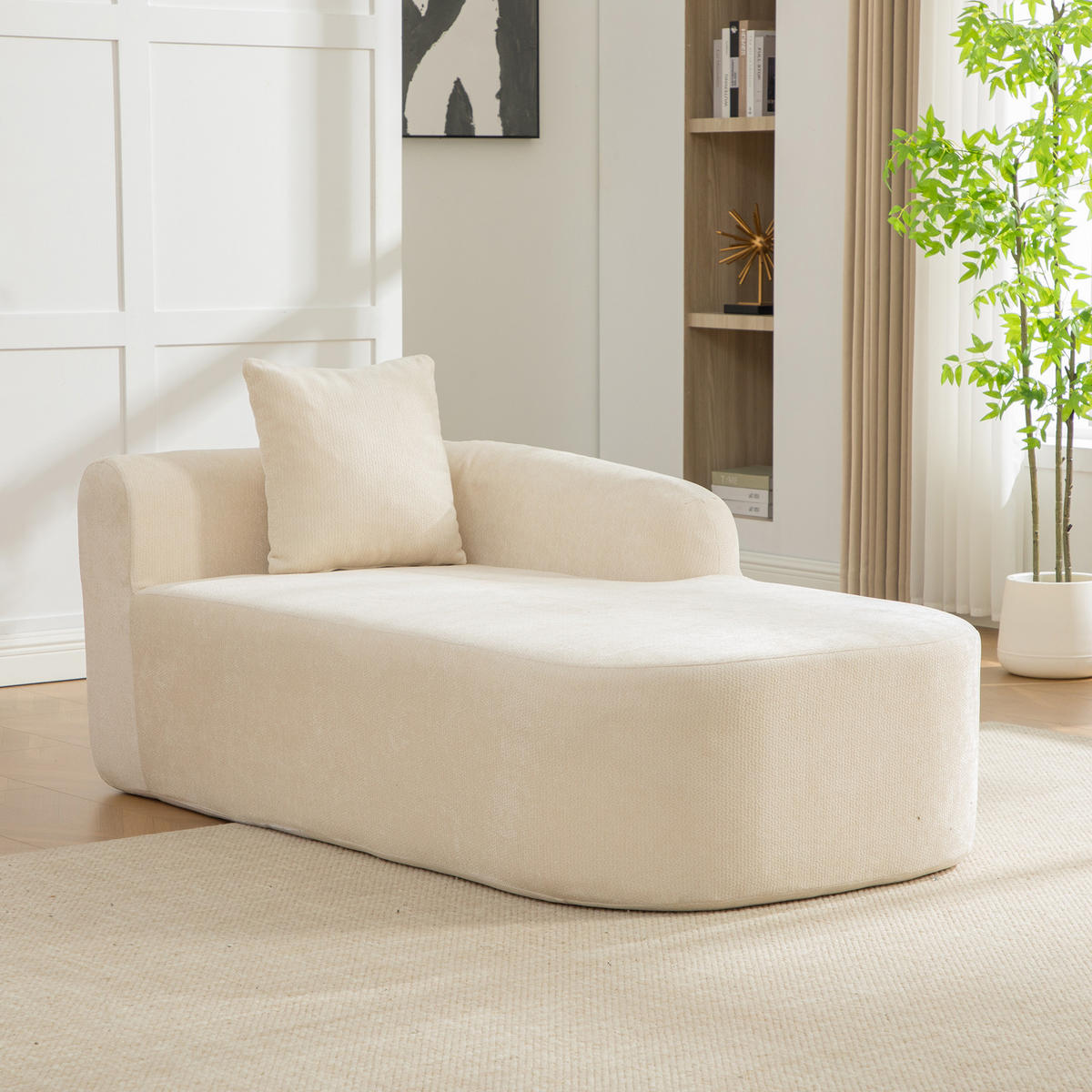 RÉCAMIERE DE-35127 rechte mit Chenille-Bezug Beige - Beige, Textil (99/80.5/172cm) - ComfortXL