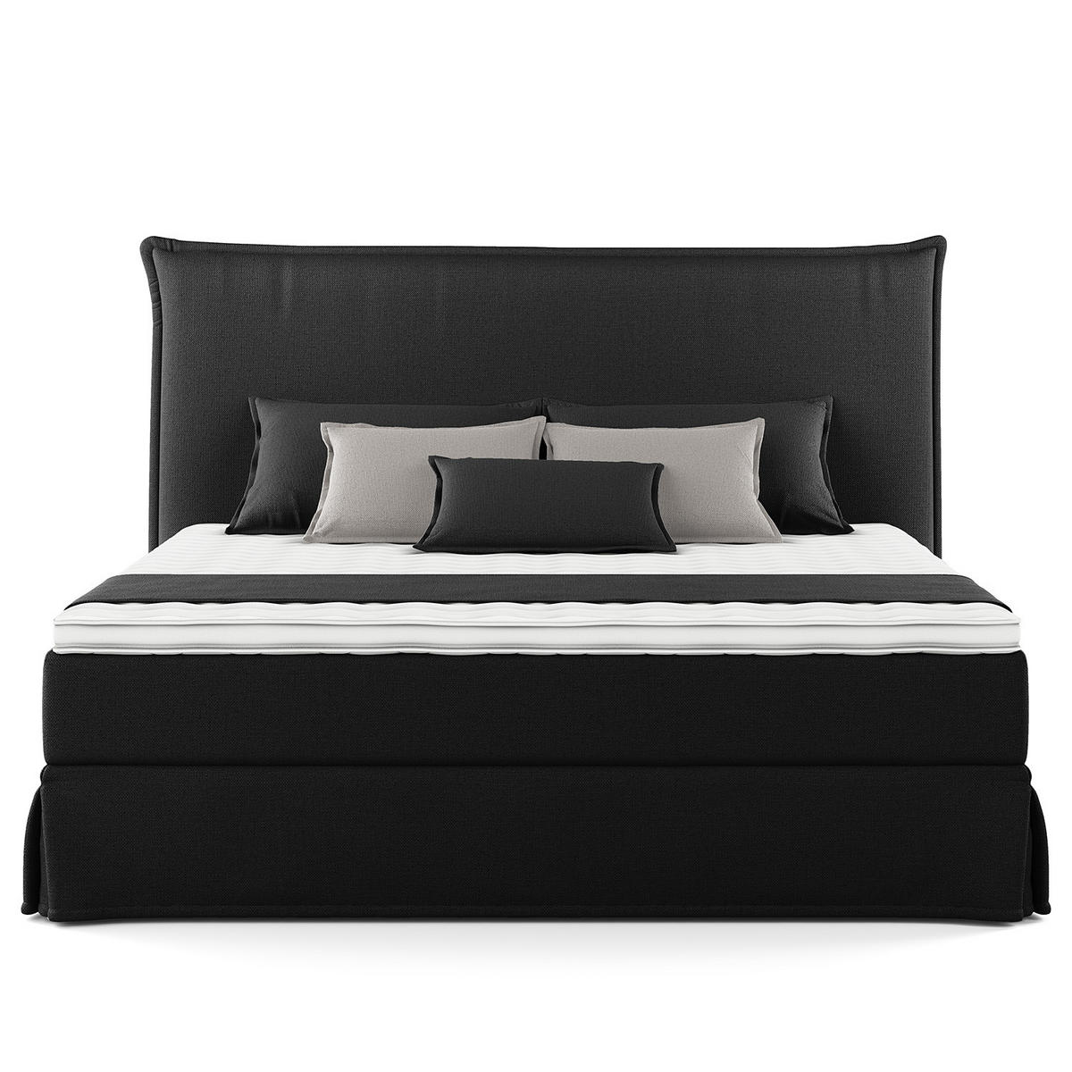 BOXSPRINGBETT mit Husse - Schwarz, Textil (180/200cm) - home24