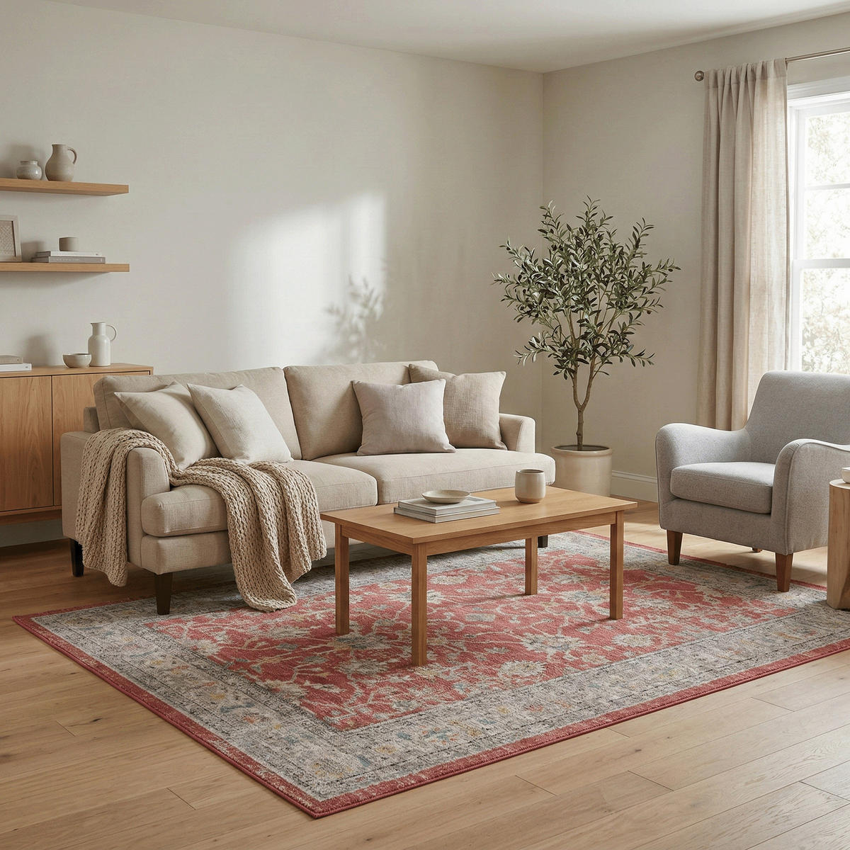 INDOOR OUTDOOR TEPPICH LAGOS VINTAGE - Rot, Textil (160/230cm) - Pergamon