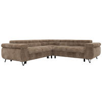 ECKSOFA QUADRO L - Braun Cord - Rechts Seite - Schwarz/Braun, Textil/Metall (269/269cm) - MKS
