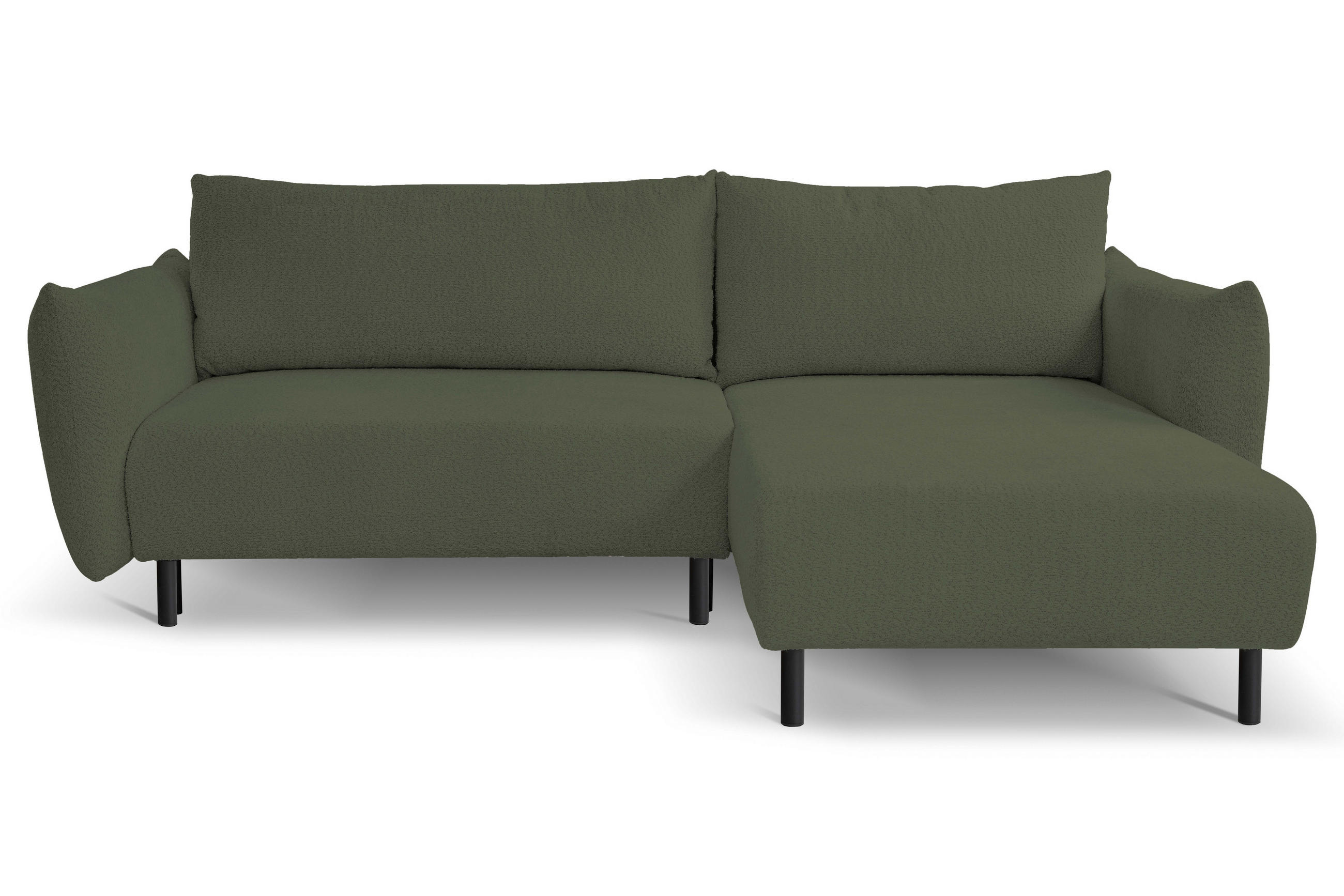 ECKSOFA ADEL mit Schlaffunktion und Bettkasten, L-förm, Metallbeine, verstellbar lose Rückenkissen, freistehend, RECHTS, 257x171x90 cm, Green - Grün, Holz/Textil (257/171cm) - DomoHome