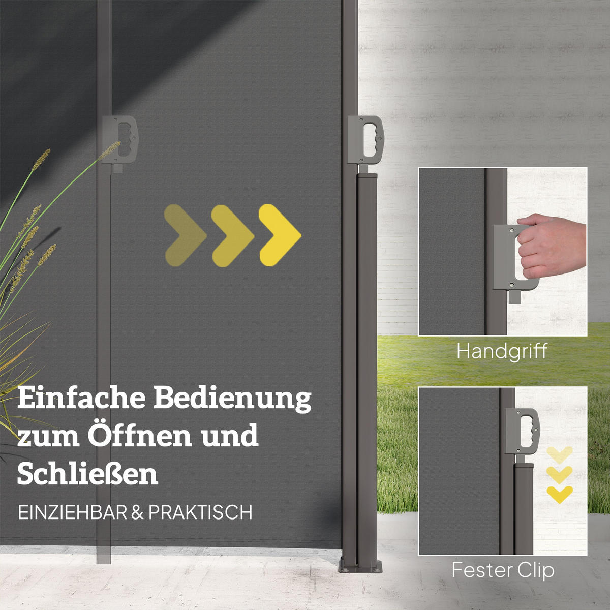 SEITENMARKISE ausziehbar Dunkelgrau - Dunkelgrau, Metall (1/140cm) - Outsunny