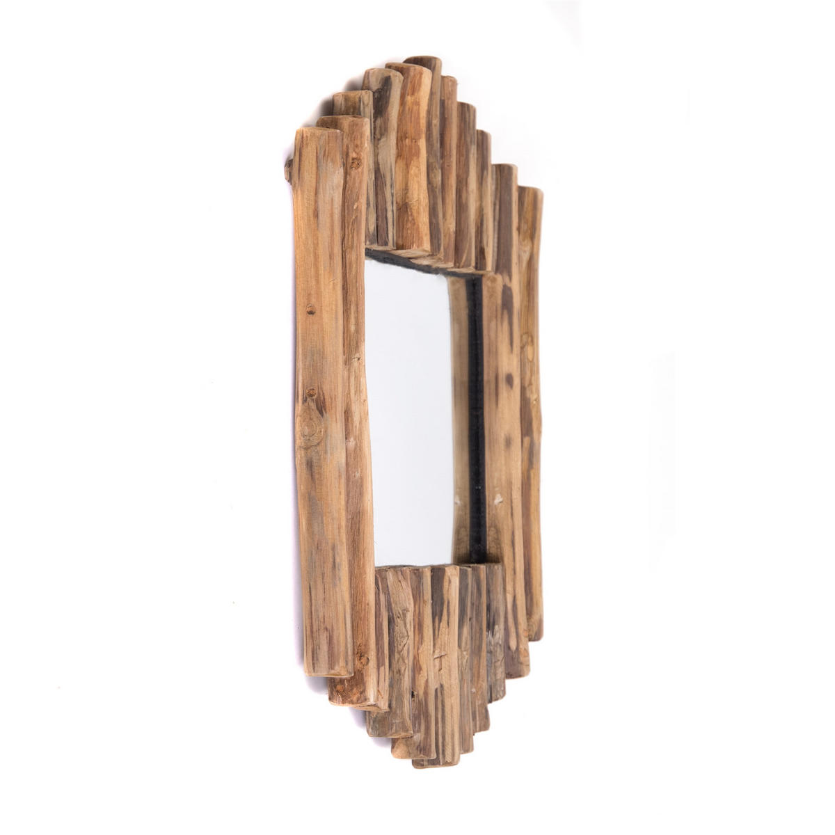 WANDSPIEGEL Harmonica 56x37 cm Teak Treibholz naturfarben - Naturfarben, Holz (37/56/5cm) - DESIGN DELIGHTS
