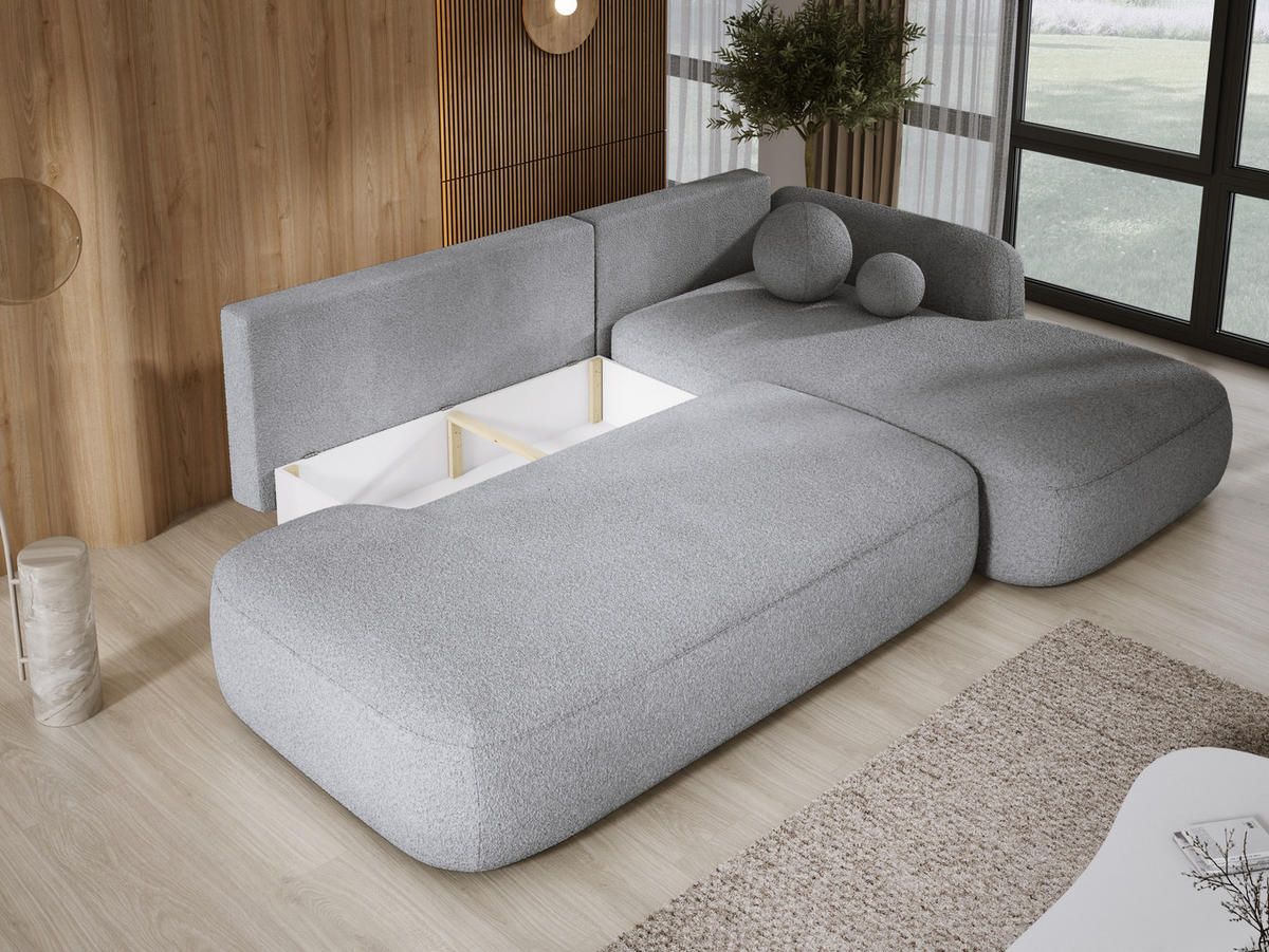 ECKSOFA BABU mit Schlaffunktion, Moderne Polsterecke für Wohnzimmer, funktionales Schlafsofa im Stoff NOW OR NEVER, 300x105x60cm rechte, graphit​ - Graphitfarben, Holz/Textil (300/190cm) - DomoHome