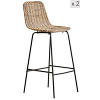 BARHOCKER 2er-Set Rattan Braun - Braun, Holz (39.5/91/41cm) - Nordlys