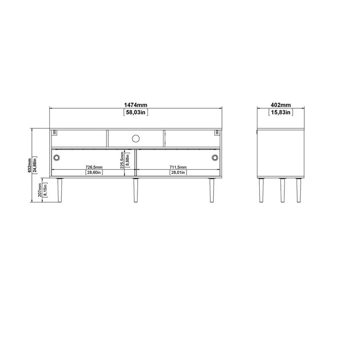 TV-ELEMENT Weiß - Weiß, Holzwerkstoff (148/64/41cm) - ebuy24
