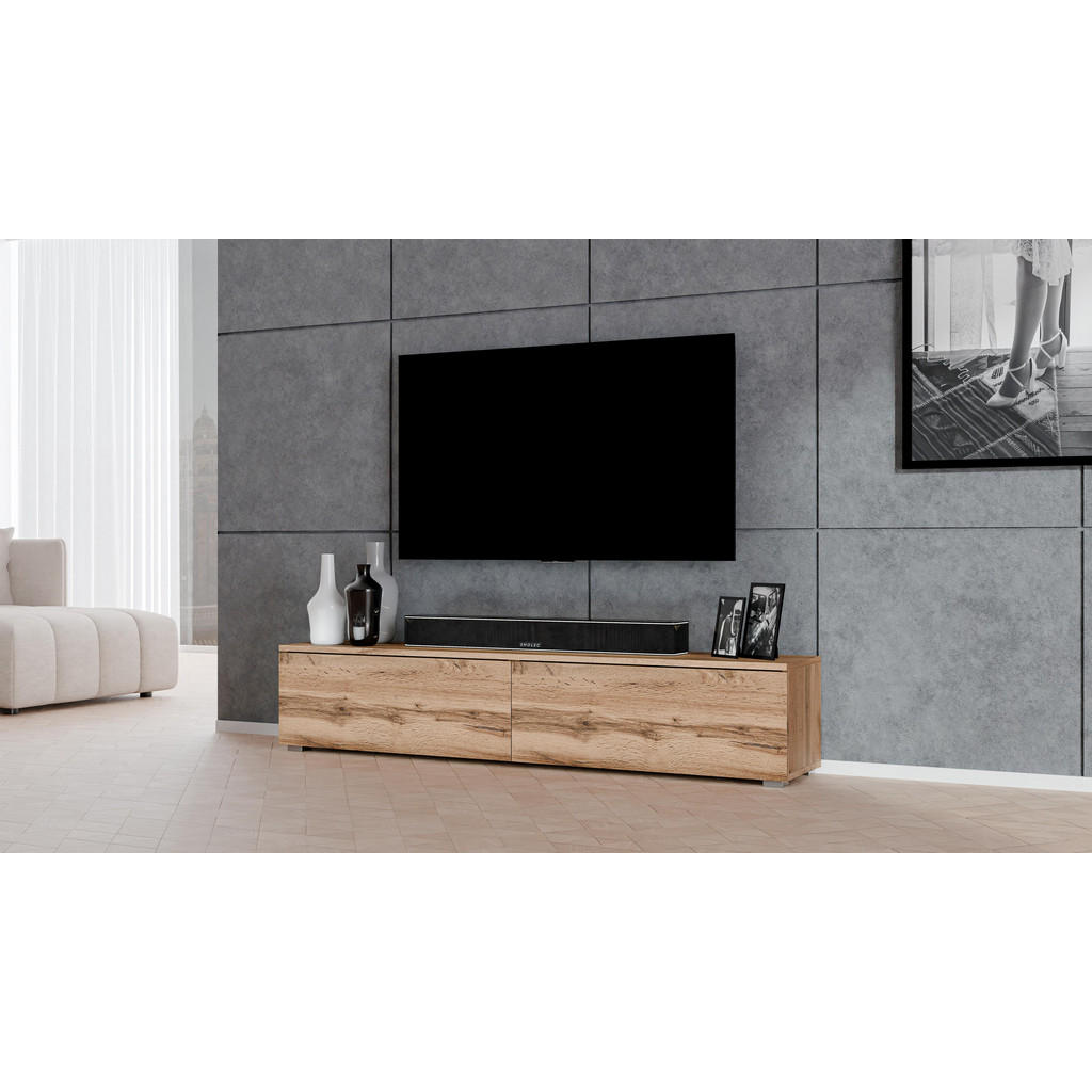 Thumbnail - AX Living Lowboard, Braun, Holzwerkstoff, Kunststoff, Teilmassiv,Kiefer, Uni, Rechteckig, 180x36.5x32 cm, Hergestellt in...