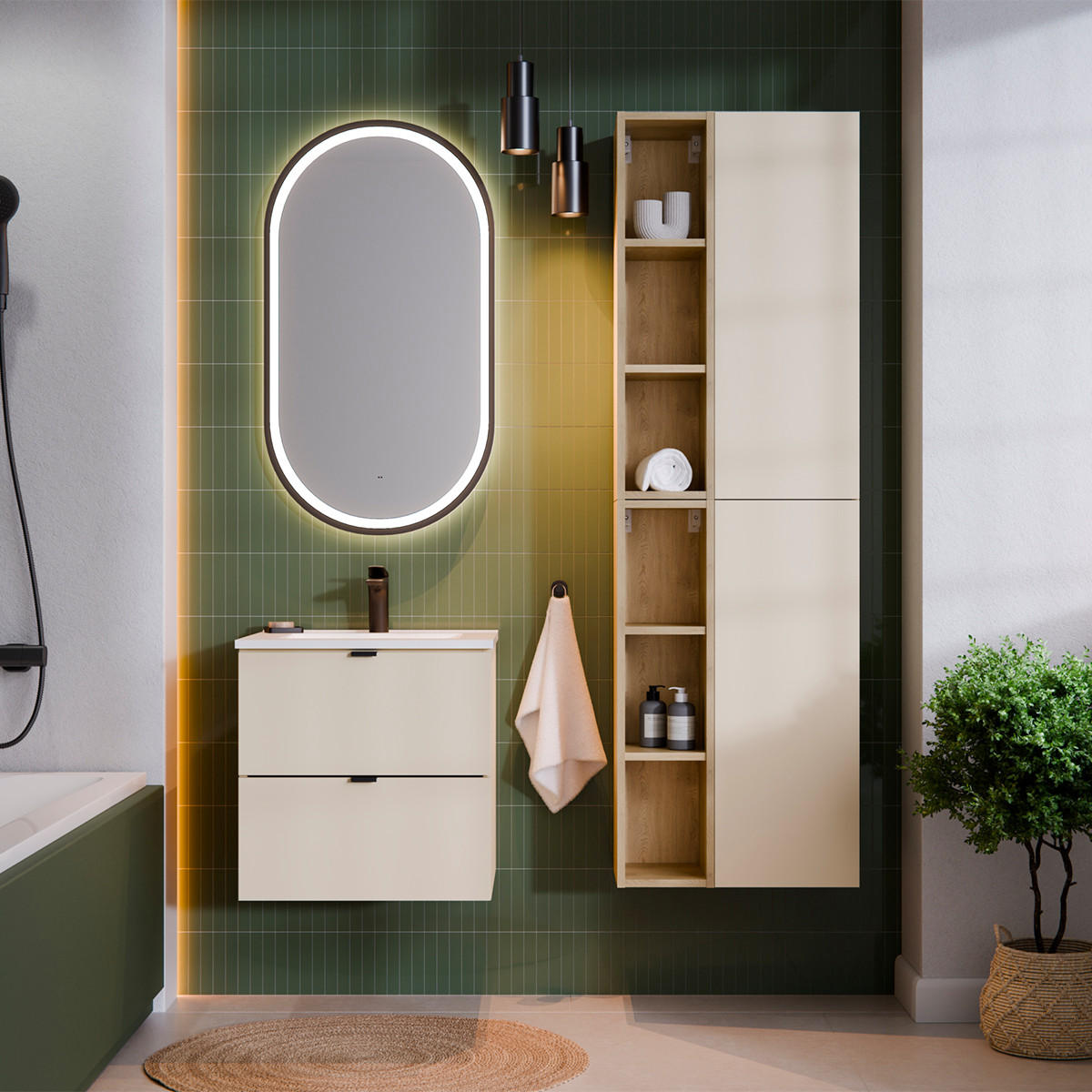 HÄNGESÄULE Azel Kaschmir - Beige, Holzwerkstoff (50/160/26cm)