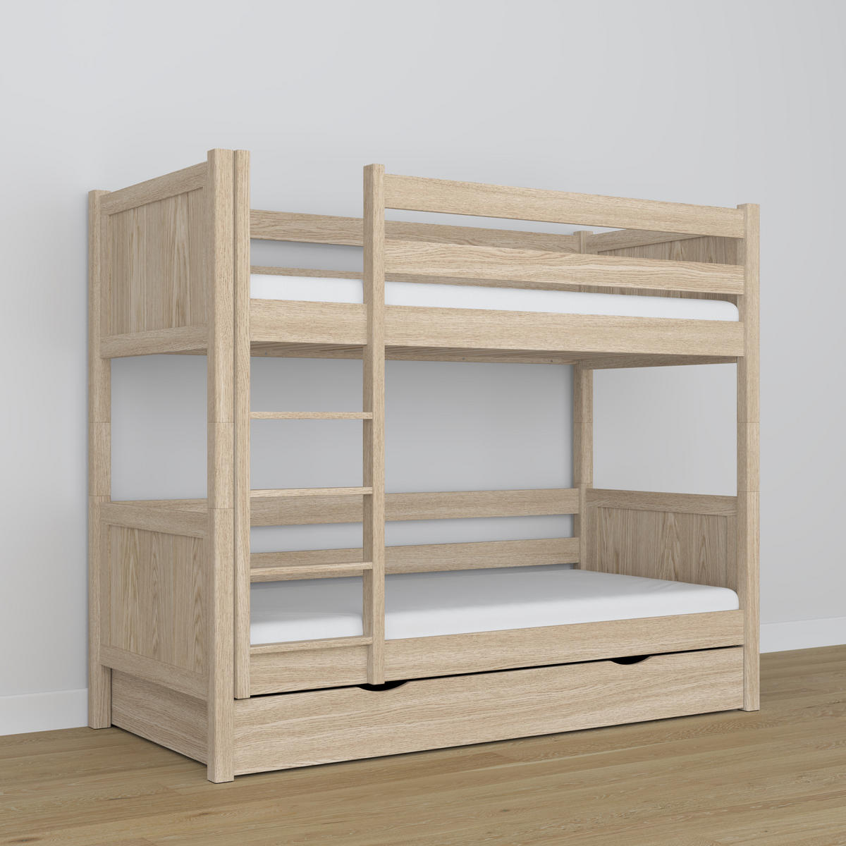 ETAGENBETT N02 mit Schublade Sonoma Eiche 90/200 - Sonoma Eiche, Naturmaterialien/Holz (90/200cm) - N-Wood