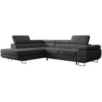 ECKSOFA Stevil Dunkelgrau Velours - Dunkelgrau/Silberfarben, Textil/Metall (275/203cm) - Selsey