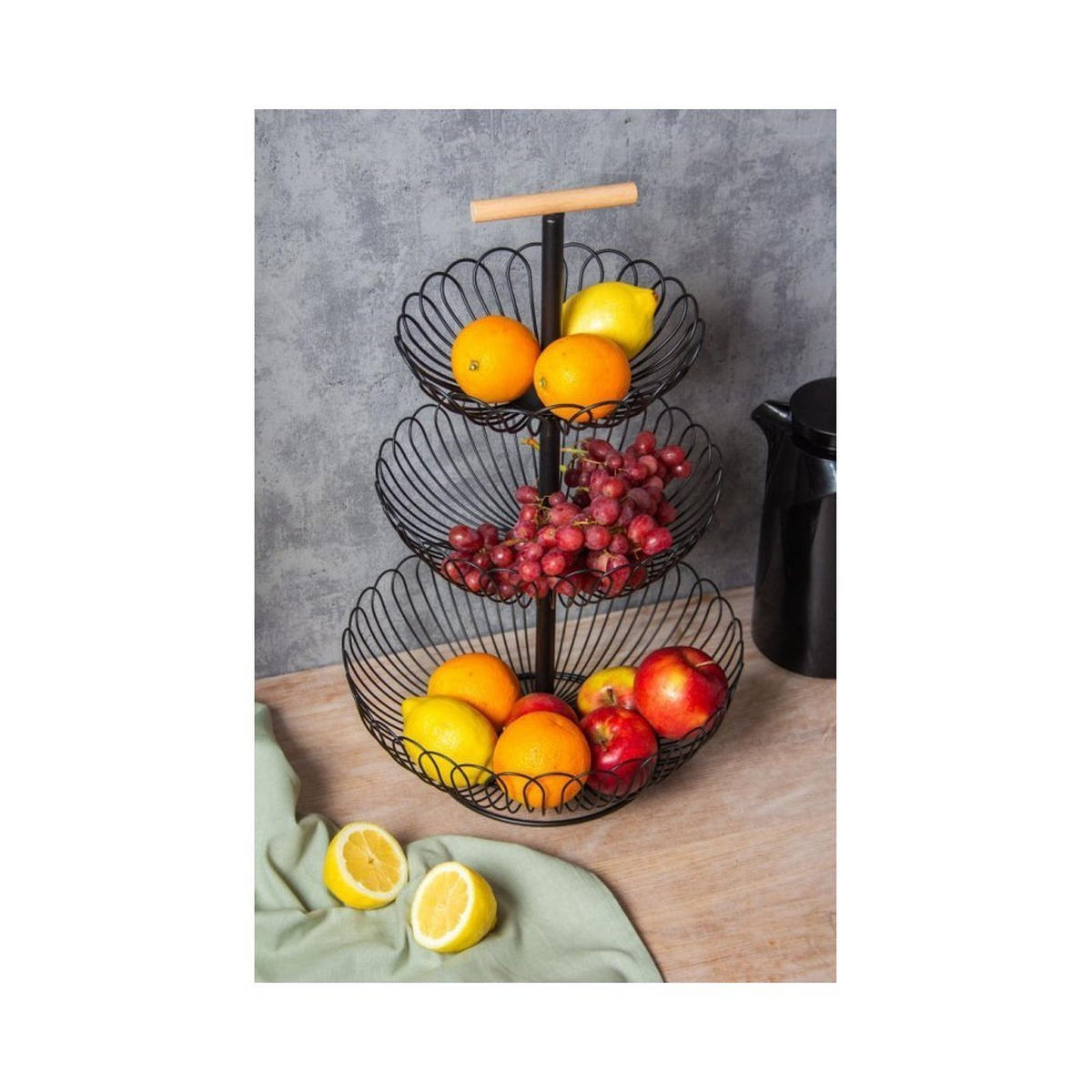 OBSTKORB Schwarz 33/33/56.5 cm 55878 - Schwarz, Metall (33/56.5cm) - Brunbeste