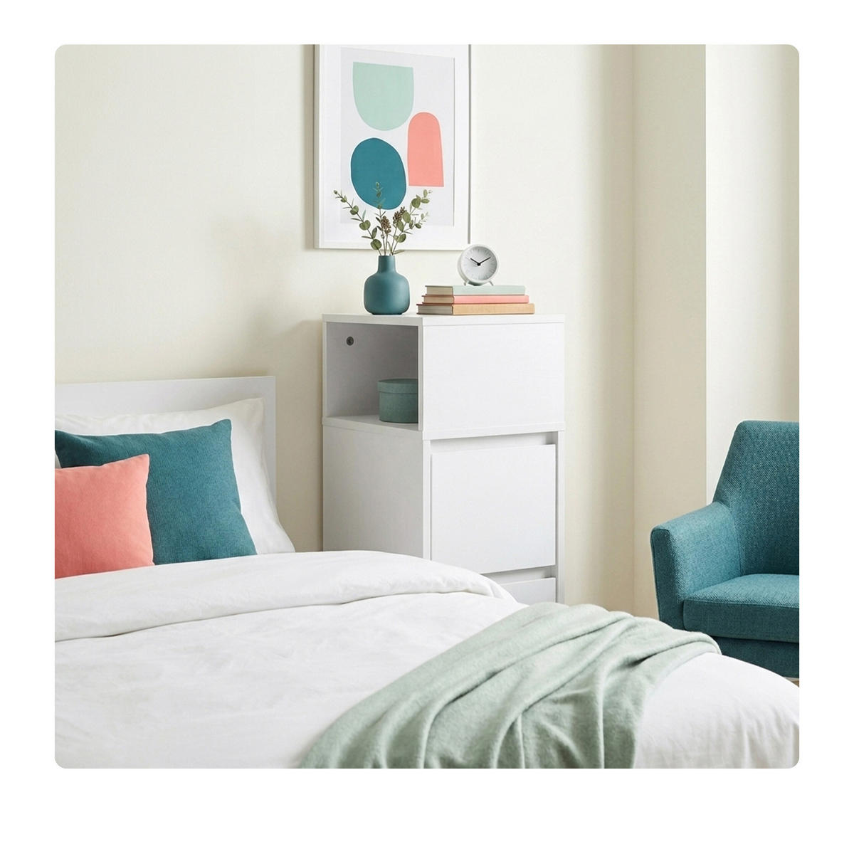 STOLÍK Biely MDF 2 zásuvky - biela, kompozitné drevo (24/64/30cm) - Relaxdays