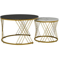 COUCHTISCH-SET 70/45 cm mit Marmordekor & Nesting-Funktion - Grau, Holzwerkstoff (70/70/45cm) - BEAOK