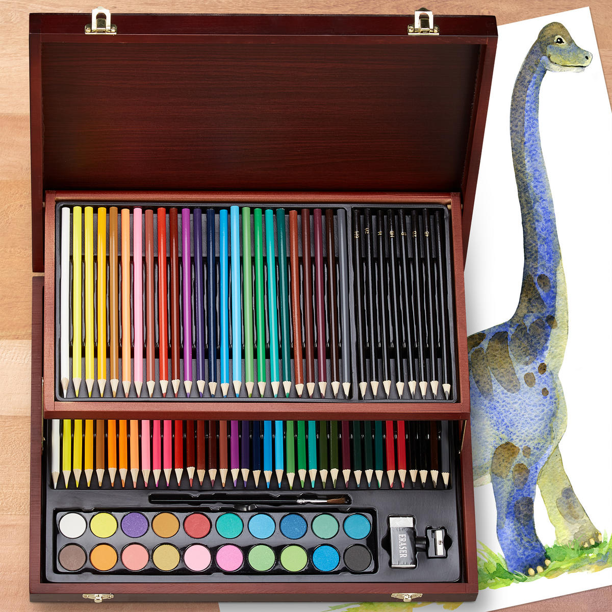 MALKOFFER - Multicolor, Holz/Kunststoff (38.5/5/29.5cm) - Relaxdays