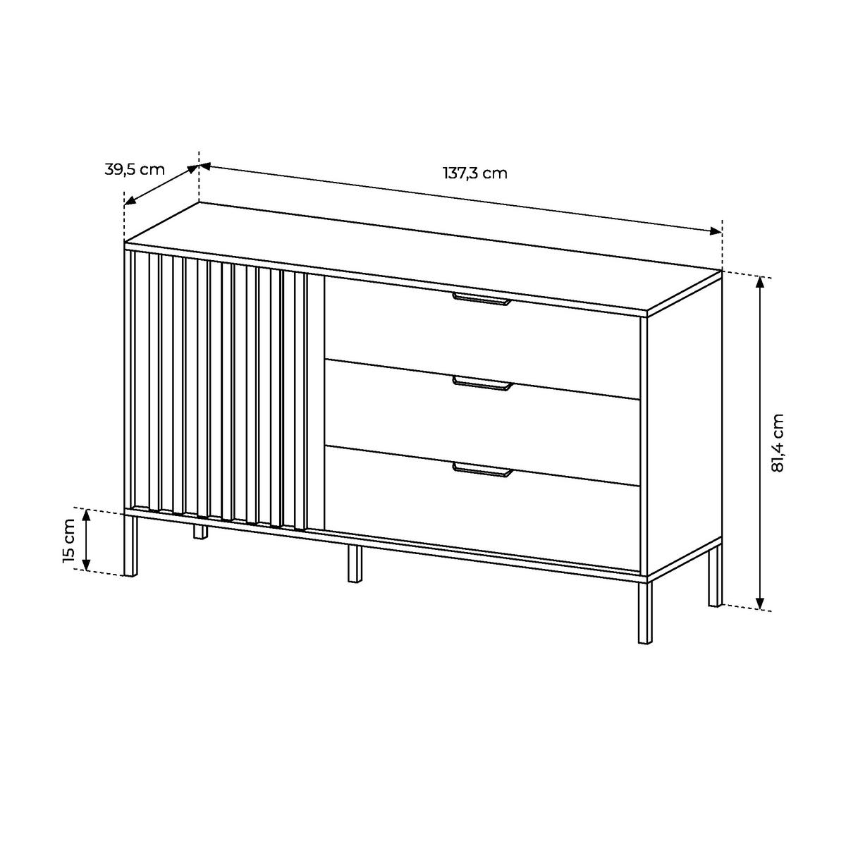 SIDEBOARD TANA KOM1 Lamellen Anthrazit Eiche - Eichefarben/Braun, Glas/Holzwerkstoff (137/82/40cm) - Komodee