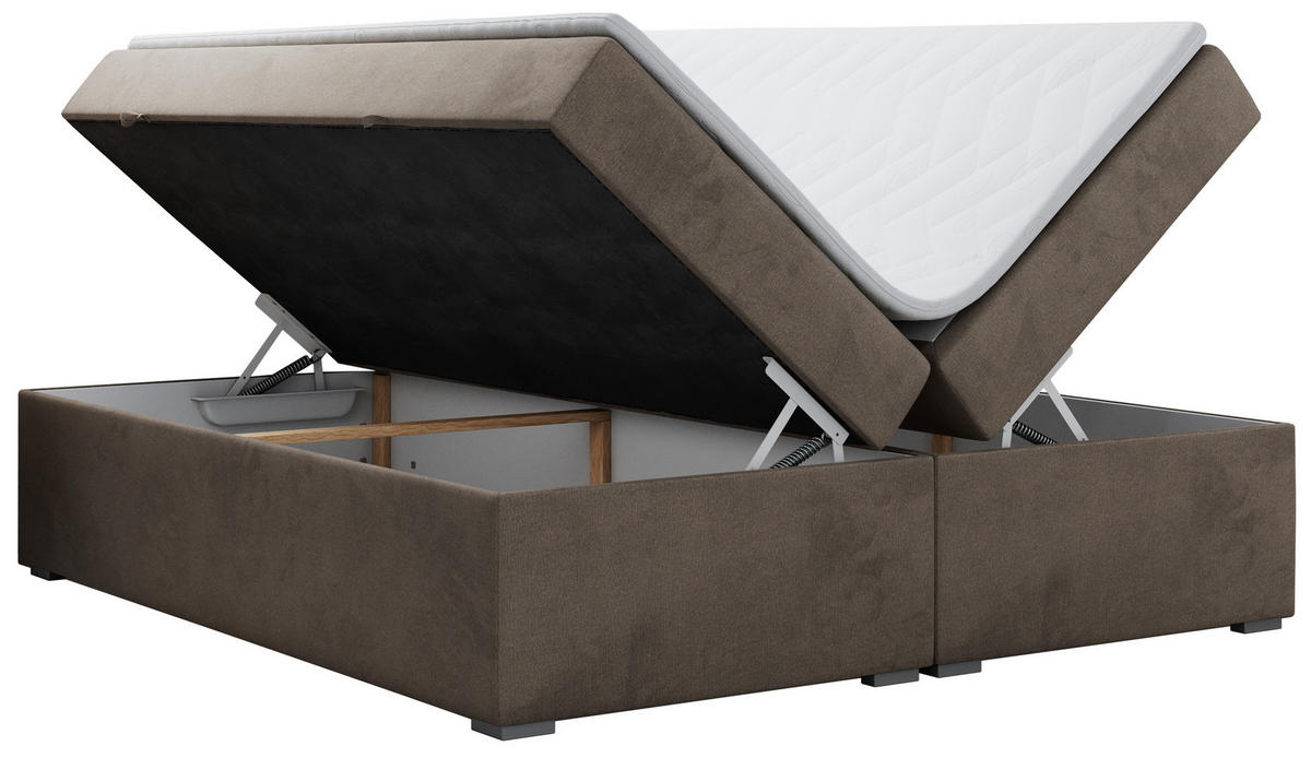 BOXBETT BESS 200/200 Braun Velvet - H3 - Braun, Holz/Textil (200/200cm) - MKS