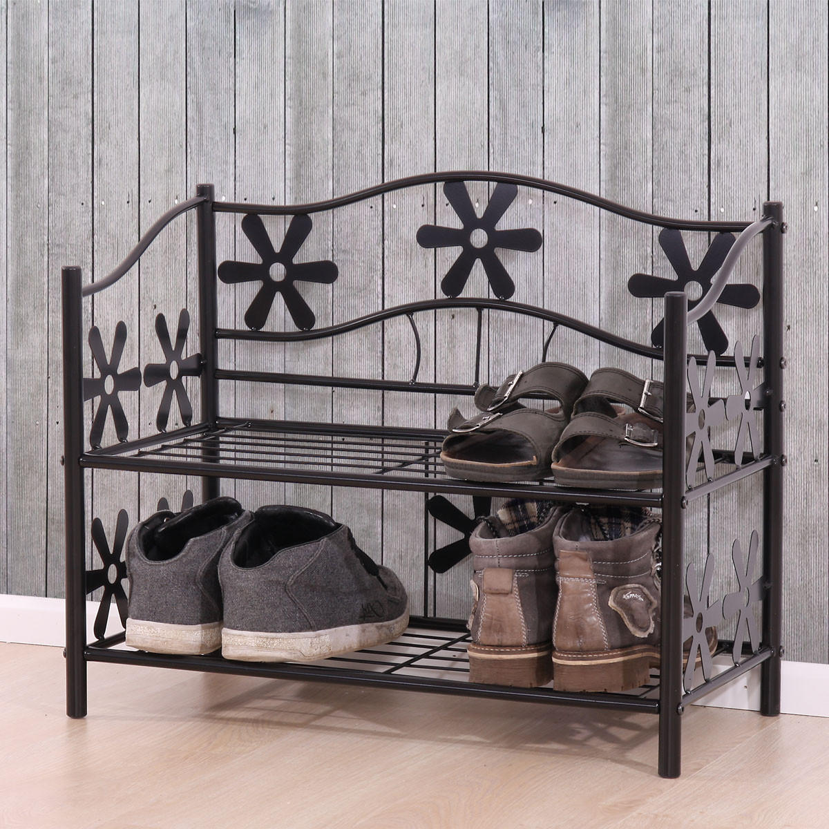 SCHUHREGAL Schwarz - Schwarz, Metall (60/50/30cm) - MCW