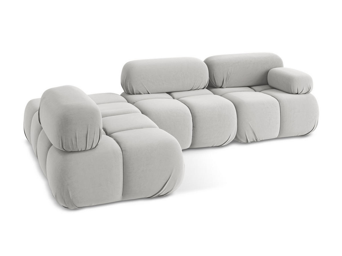 ECKSOFA Links Samt Stoff Grau - Silberfarben/Schwarz, Kunststoff/Textil (190/285cm) - Makamii