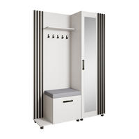 GARDEROBENSCHRANK Livia mit Aufhängern und Spiegel, Weiß, links - Schwarz/Weiß, Holzwerkstoff (137/207/42cm) - Beautysofa