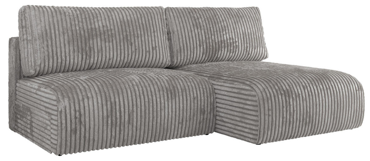 ECKSCHLAFSOFA VIVO L Grau Cord - rechts - Schwarz/Grau, Kunststoff/Textil (150/223cm) - MKS